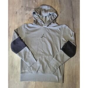 Nike Air Jordan Therma Dri-Fit Fleece Lined Lightweight Hoodie Boys M Grey/black